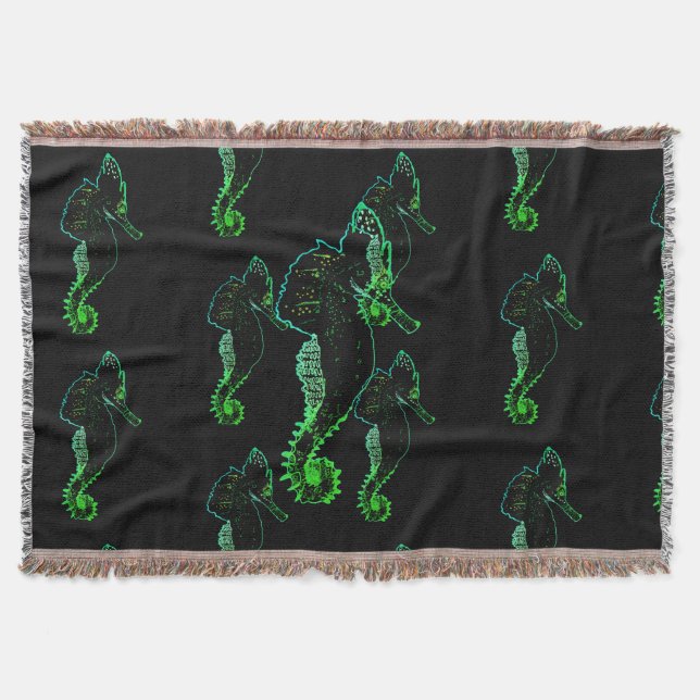 Sea Horse Vector Art Throw Blanket Decke (Vorderseite)