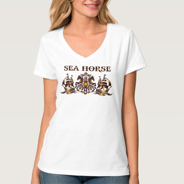 SEA HORSE Women V-Shirt T-Shirt (Vorderseite)