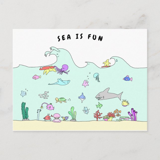 SEA IS FUN POSTKARTE (Vorderseite)