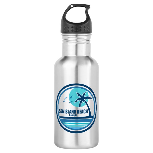 Sea Island Beach Georgia Palm Tree Birds Edelstahlflasche (Vorderseite)