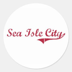 Sea Isle City New Jersey Classic Design Runder Aufkleber