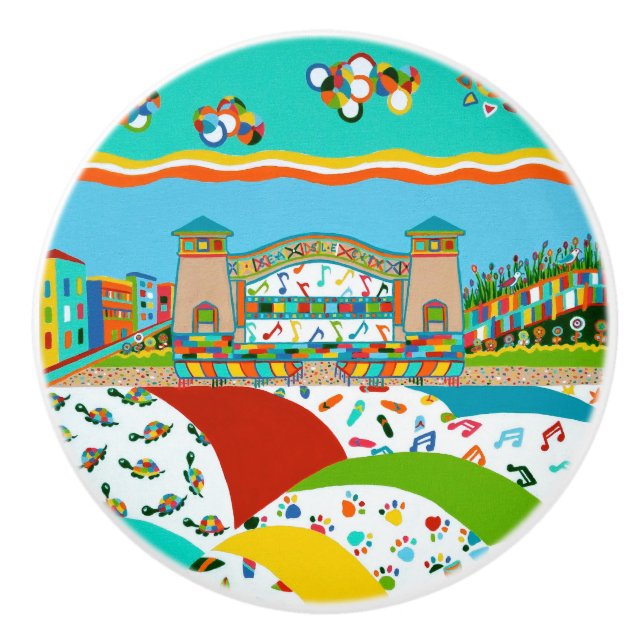 Sea Isle City New Jersey Keramik Pull Knob Keramikknauf (Vorderseite)