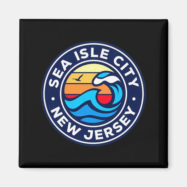 Sea Isle City New Jersey Nj Nautical Waves 5 T Shi Magnet (Vorne)