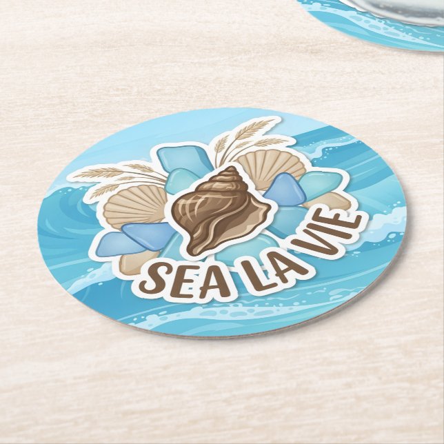 Sea La Vie Runder Pappuntersetzer (Angewinkelt)