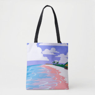 Sea landscape of tropical beach with pink sand, b