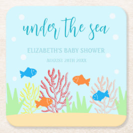 Sea Life Baby Dusche Rechteckiger Pappuntersetzer