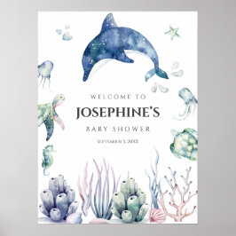Sea Life Baby Dusche Willkommen Poster