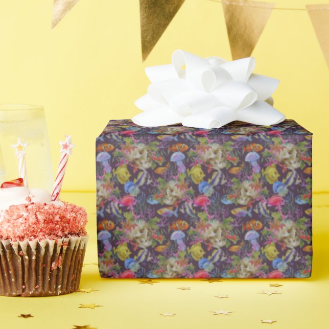 Sea Life Grunge Muster Geschenkpapier (Geburtstagsparty)