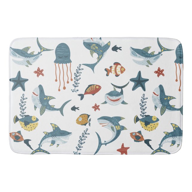 Sea Life Shark Dance Pattern Badematte (Vorderseite)