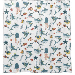 Sea Life Shark Dance Pattern Duschvorhang