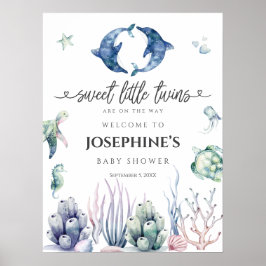 Sea Life Twins Baby Dusche Willkommen Poster