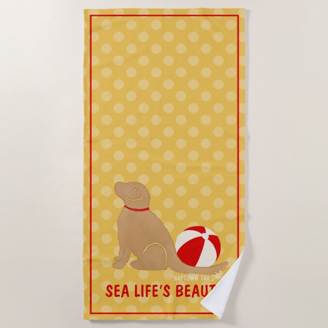 Sea Life's Beauty Retriever Yellow Beach Handtuch (Vorderseite)