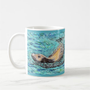 Sea Lion Gemälde Kaffeetasse