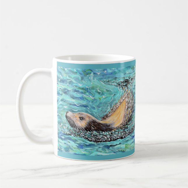 Sea Lion Gemälde Kaffeetasse (Links)