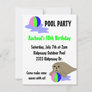 Sea Lion Pool Party Einladung