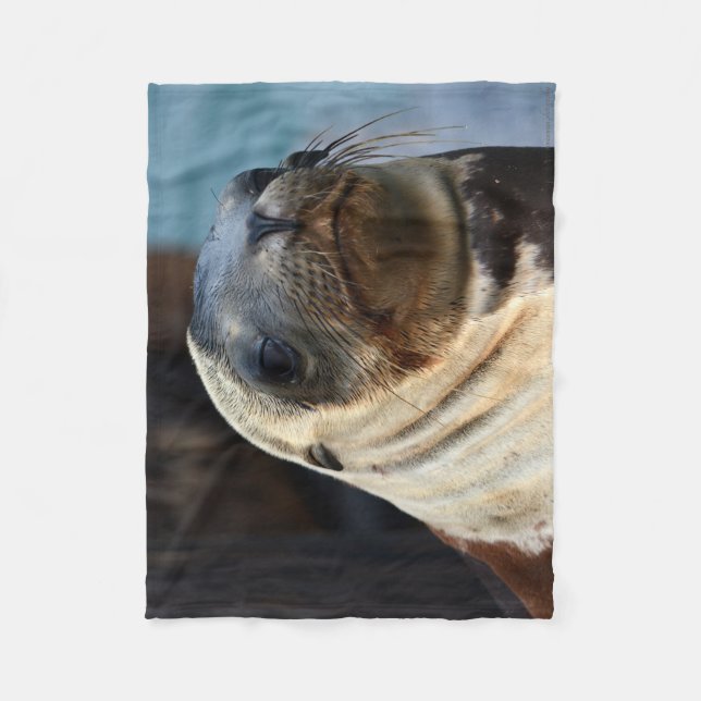 Sea Lion Portrait Fleecedecke (Vorderseite)