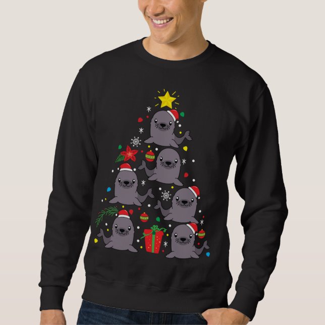 Sea Lion Weihnachtsschmuck Tree Funny Sweatshirt (Vorderseite)