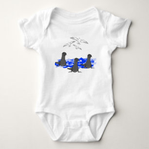 Sea Lions Ocean & Seagulls Baby Bodysuit Strampler