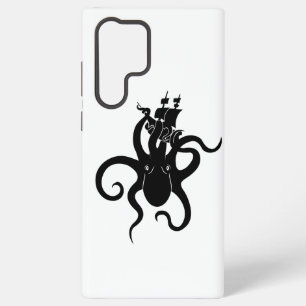 Sea Monster Black and White Kraken with Ship Samsung Galaxy Hülle
