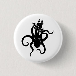 Sea Monster Blue and Black Kraken with Ship Button