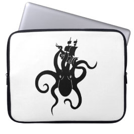 Sea Monster Blue and Black Kraken with Ship Laptopschutzhülle