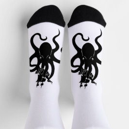 Sea Monster Blue and Black Kraken with Ship Socken