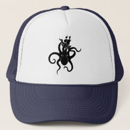 Sea Monster Blue and Black Kraken with Ship Truckerkappe
