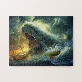 Sea Monster Emerging from Waves Fantasy Painting Puzzle