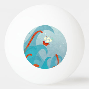 Sea Monster Sailing Blue Tischtennisball