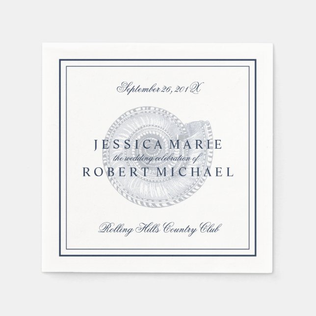 Sea Muschel Beach Wedding Empfang Custom Napkins Serviette (Vorderseite)