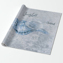 Sea Muschel Blue Vintag Antique Beach Ephemera