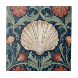 Sea Muschel William Morris Art Nautic botanisch Fliese