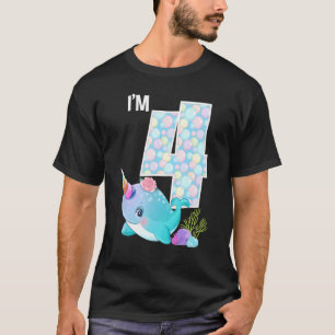 Sea Narwhal Geburtstag Ich bin 4 Unterwasser-Ozean T-Shirt
