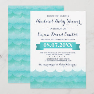 Sea Nautical Baby Dusche Einladung
