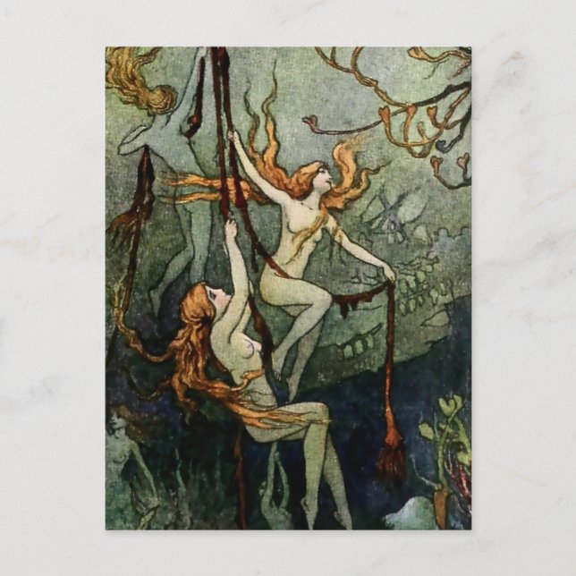 "Sea Nymphs" von Warwick Goble Postkarte (Vorderseite)