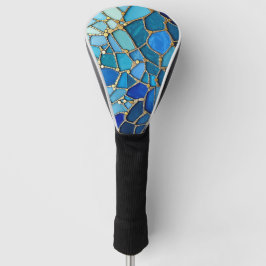 Sea of Waves Blue and Gold Mosaic Fine Art Golf Headcover