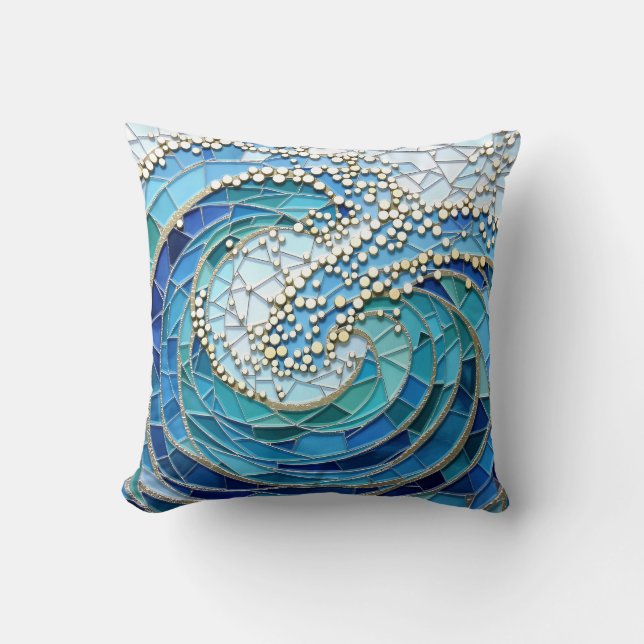 Sea of Waves Mosaic Art Kissen (Vorderseite)