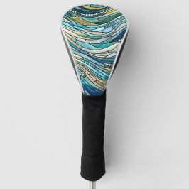 Sea of Waves Teal Mosaic Fine Art Golf Headcover