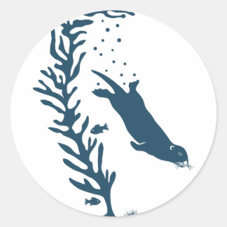 sea otter kelp forest california marine ocean runder aufkleber