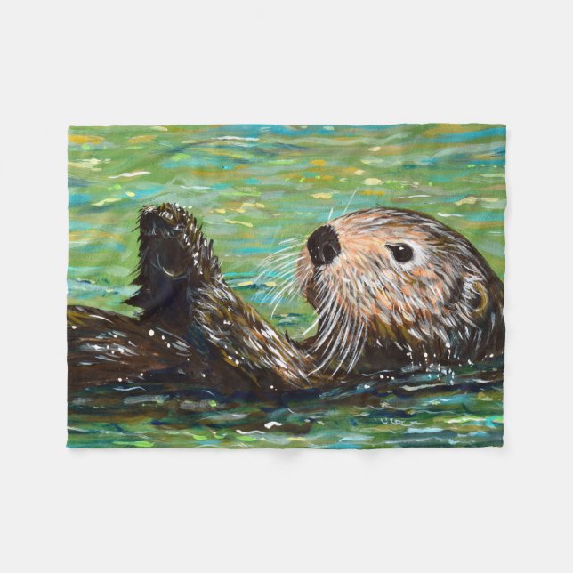Sea Otter Painting Fleecedecke (Vorderseite (Horizontal))