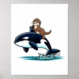 Sea Otter Reiten Orca Kostüm Seeparadies Leventina Poster