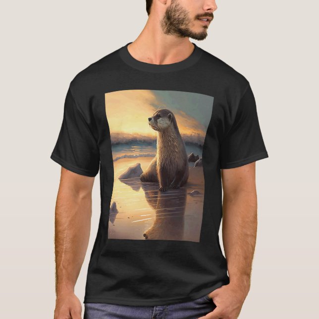Sea Otter  Retro Sunset Cute Otter  3 T-Shirt (Vorderseite)