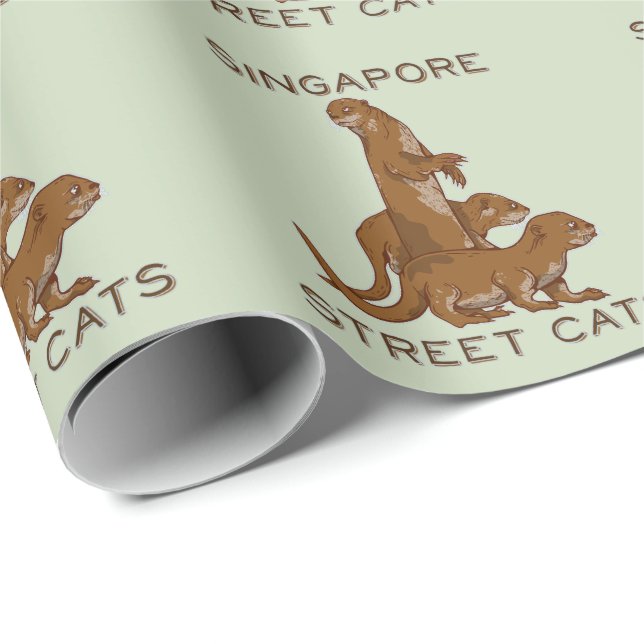 Sea Otter Singapore Street Cats Geschenkpapier (Rolleneckpunkt)