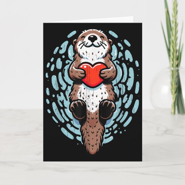 Sea Otter Valentines Heart Lover Funny Boys Men Gi Karte (Vorderseite)