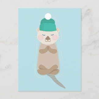 Sea Otter Winter Mediting Holiday Weihnachtskarte Feiertagspostkarte