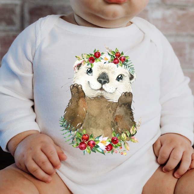 Sea Otter Woodland Tierschaden | Baby Bodysuit Baby Strampler (Von Creator hochgeladen)