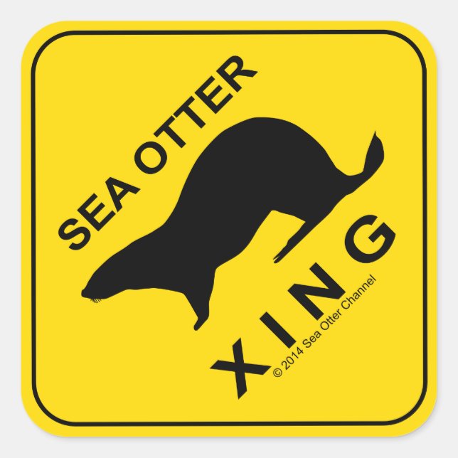 Sea Otter Xing Quadratischer Aufkleber (Vorderseite)