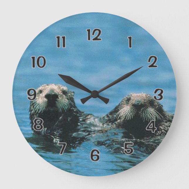 Sea Otters Große Wanduhr (Vorderseite)