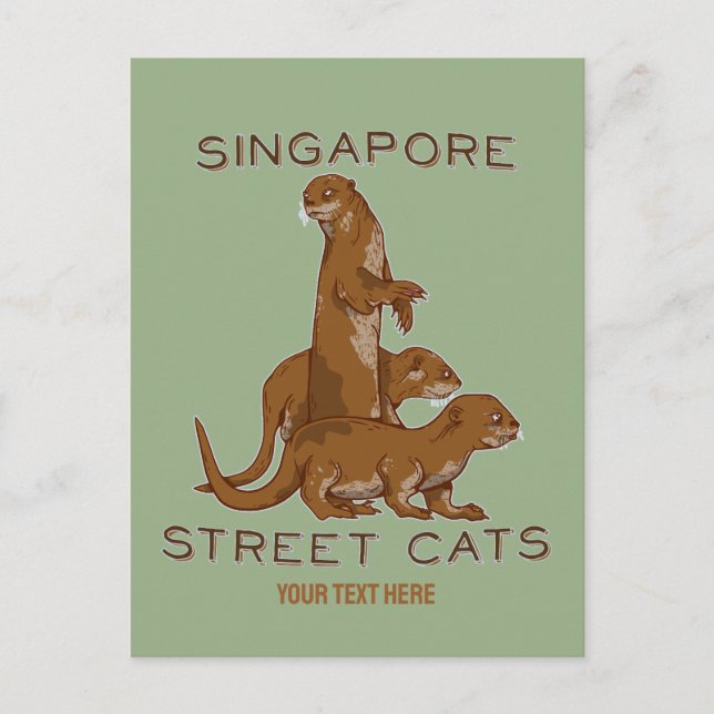Sea Otters in Singapur Postkarte (Vorderseite)