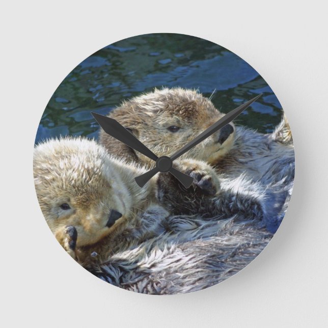 Sea-Otters Runde Wanduhr (Vorderseite)